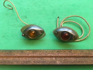 Pair Red Glass Lens Red Yellow Fender Lamp Vintage Parking Light Auto