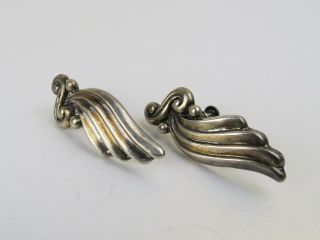 Vintage Margot De Taxco,  Mexico,  Sterling Silver 5120 Wing Earrings,  Signed