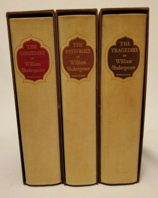 1958 Vintage William Shakespeare 3 Vol.  Set The Comedies,  Tragedies,  Histories
