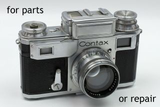 Contax Iiia 3a Rangefinder Camera W/ Zeiss Sonnar 5cm ƒ/1.  5 Lens - As - Is