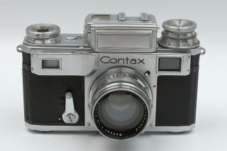Contax IIIa 3a Rangefinder camera w/ Zeiss Sonnar 5cm ƒ/1.  5 lens - as - is 2
