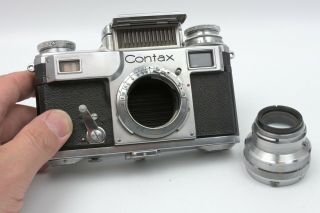 Contax IIIa 3a Rangefinder camera w/ Zeiss Sonnar 5cm ƒ/1.  5 lens - as - is 7