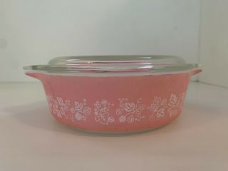 Vintage Pyrex Pink Gooseberry 1 Pint Casserole W/lid 471