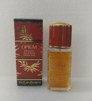 Vntg Opium Yves Saint Laurent Perfume Women 1.  6oz/ 50ml Edt Spray W/ Box 95 Full