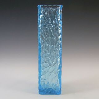 Davidson Vintage British Blue Bark Textured Glass " Luna " Vase