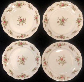 Set Of 4 Vintage Johann Haviland Moss Rose Bavaria Germany 10” Dinner Plates
