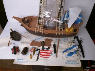 1980s Playmobil Vintage 80s Retired Deluxe Pirate Ship 104
