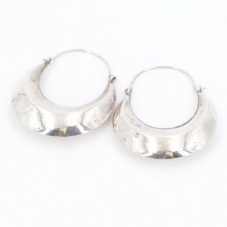 Vtg Sterling Silver - Solid Crescent Moon Hoop Earrings - 10g