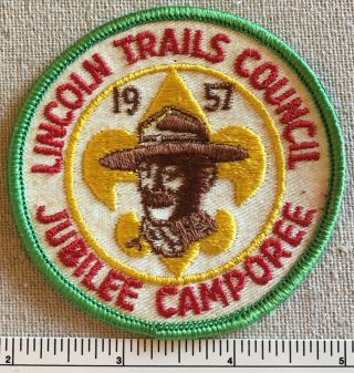 Vintage 1957 Lincoln Trails Council Boy Scout Jubilee Camporee Patch Camp Il Bsa