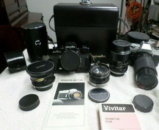 2 Minolta Pre Owned Cameras Lenses,  Cases,  Filters,  Etc.  35mm Black Body;