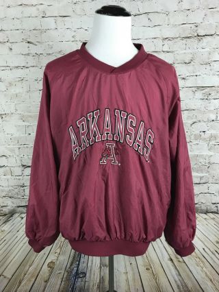 Men’s Vintage Arkansas Razorbacks Pull Over Rain Jacket Size Xl Logo 7 Football