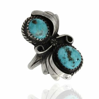Vintage Navajo Handmade 925 Sterling Silver Turquoise Ring | Ajb