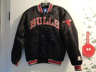 Chicago Bulls Nba Satin Starter Jacket Size Large Vintage Nba (64)