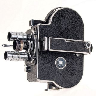 As - Is Paillard Bolex H - 8 8mm Film Movie Camera With Three Lenses - Won ' t Wind 4