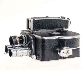 As - Is Paillard Bolex H - 8 8mm Film Movie Camera With Three Lenses - Won ' t Wind 5