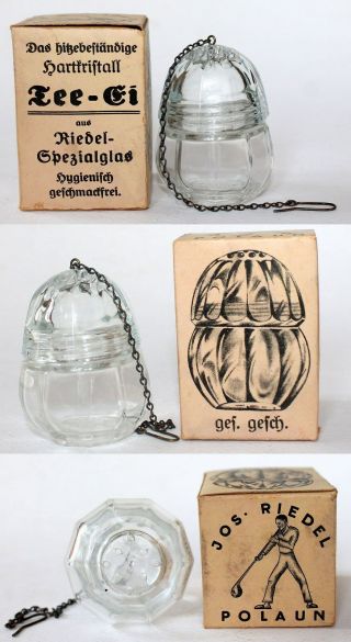 Vintage Josef Riebel Polaun Tea Ball Special Glass Infuser Holder 1930 - 40 