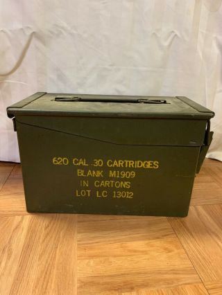 Vintage Metal Ammunition Ammo Box Can Military Green Worn Old 620 Cal 30