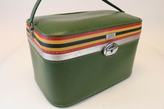 Vtg Amelia Earhart Green Travel Overnight Cosmetic Carry On Train Case Luggage
