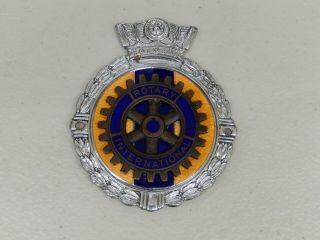 Vintage Chrome J R Gaunt Rotary International Car Badge Auto Emblem