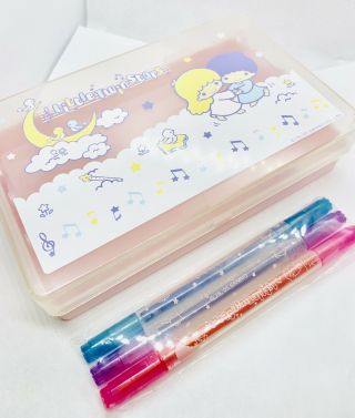 Vintage Sanrio Little Twin Stars Pencil Box And Pens 2005