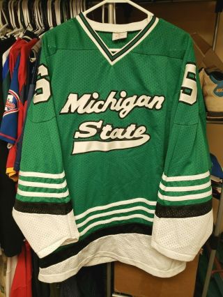 Vtg Michigan State Spartans Hockey Jersey Xl Green K1 Made In Usa Ncaa