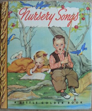 Vintage Little Golden Book Nursery Songs W/dust Jacket Rare Printing Error