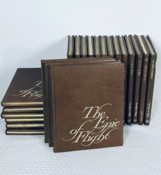 Set Of Time Life Books The Epic Of Flight 22 Vol Hardcover Vtg Brown Gilded Edge