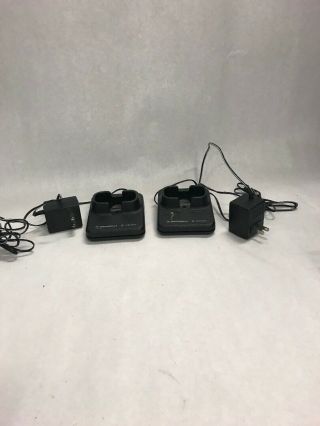 Motorola Charger Pair 2 Hln8371a With Adaptor Walkie Talkie Electric Vintage