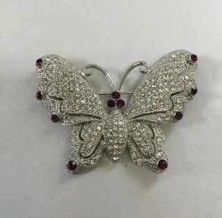 Stunning Vintage Estate Jewelry Purple Rhinestone Butterfly Brooch Pin Wowza