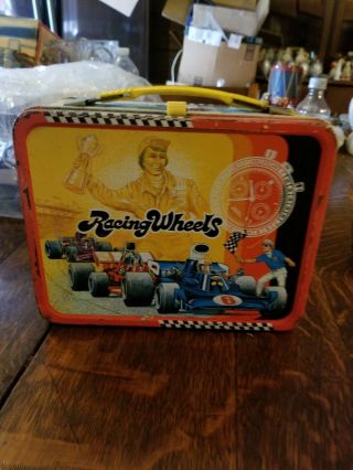 Vintage Metal Lunch Box Racing Wheels 1977