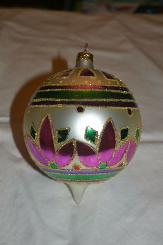 Retired Vintage Christopher Radko Festiva Ornament 96 - 212 - 0 Lg 6 " Teardrop Ball