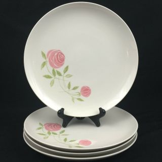 Set Of 4 Vtg Dinner Plates 10 " By Franciscan Pink A Dilly Whitestone Rose Japan
