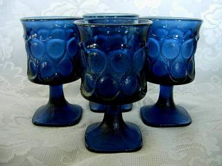 Collectible Set Of 4 Vintage Noritake Spotlight Cobalt Blue Wine/juice Goblets