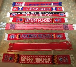 Vintage Bayern Munchen 8 Scarf Bundle German Football Team Memorabilia 2