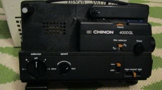 Chinon 4000 GL Dual 8 Regular 8 Film Projector w Adapter Reel 4