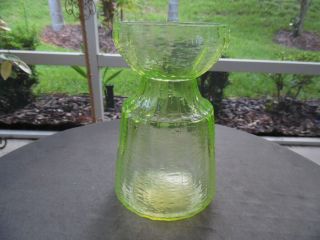 Vintage Vaseline Uranium Yellow Green Depression Glass Decanter Jar Jug Server