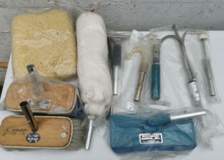 Vintage American Us Motor Boat Yacht Sailing Deck Cleaning Tools Brush Mop Etc