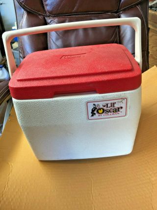 Bs4 Vintage Feb 1983 Coleman Lil Oscar Lunch Box 5272 - Mini Cooler White Red