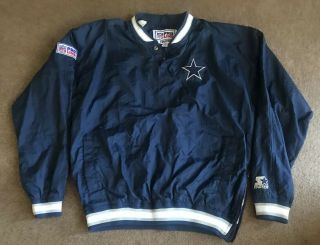 Men’s Vintage Nfl Dallas Cowboys Starter Windbreaker Pullover Jacket Size Xl Euc