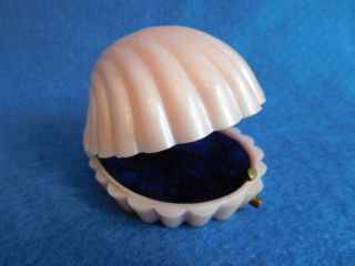 Vintage Pink Ring Box Shell Shape Brevet Alc France