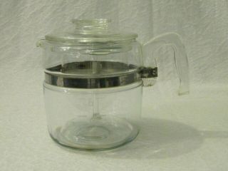 Vintage Pyrex Flameware Glass 6 Cup Percolator Coffee Pot 7756 Complete