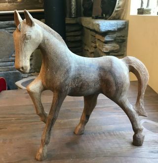 Vintage Solid Wood Carved Horse - -