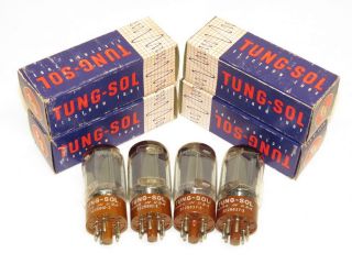 Quad Four (4) Tung Sol 5881 Nos Brown Base Vacuum Output Tubes - Made In Usa
