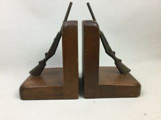 Vintage Bookends By Cornwall Cast Iron Shotguns Hunting Mancave Den Office 2