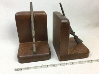 Vintage Bookends By Cornwall Cast Iron Shotguns Hunting Mancave Den Office 7