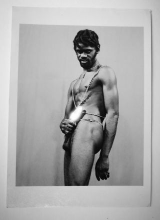 Vintage Gay Interest Nude Male African American Man 5 " X 7 " Black & White Photo)