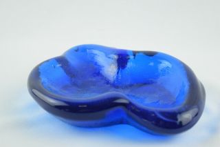 Vintage Art Glass Blue Blenko 966 Assorted 8 " Ashtray Receiver
