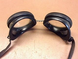 Vtg Clear Glass Safety Welding Goggles Industrial Steampunk Metal Mesh Sides