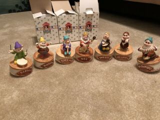 Vintage Schmid Snow White Dwarfs Musical Figurines Complete Set
