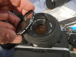 Vintage Canon AE - 1 35 mm Camera,  3 Lenses,  Flash,  Power Winder,  Bag & Manuals 4